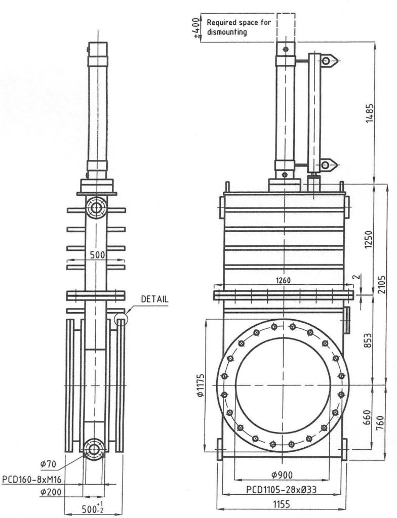 900mm gate valve